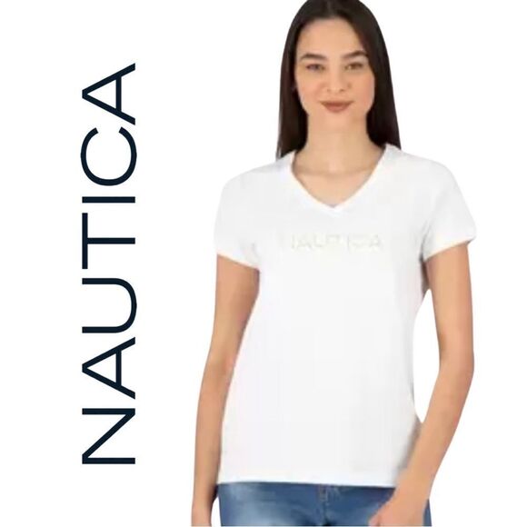 Nautica Tops - Nautica Studded Logo Crewneck T-Shirt • Small • NWT